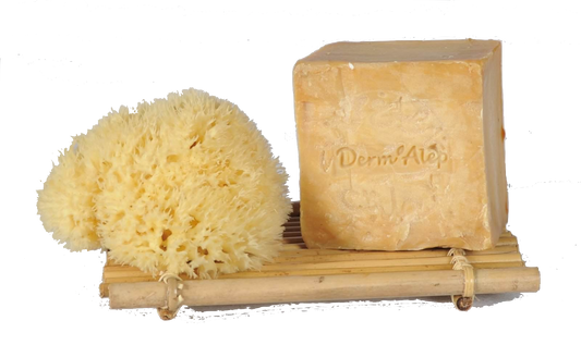 Derm'Alep avec éponge sur support bambou